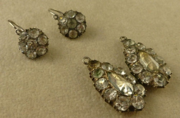 Georgian Silver Night And Day Long Paste Fabulous Earrings 18Th Century