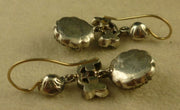 Wonderful Georgian Long White & Green Paste Silver/Gold Earrings