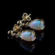 Pear Cut Opal Diamond Earrings 9Ct Yellow Gold