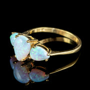 Victorian Style Pear Cut Opal Trilogy Ring Silver 18Ct Gold Gil side