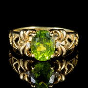 Peridot Diamond Heart Ring 9Ct Gold 2Ct Peridot