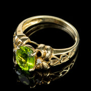 Peridot Diamond Heart Ring 9Ct Gold 2Ct Peridot