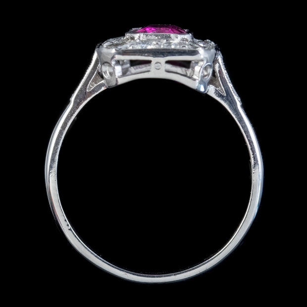 Pink Tourmaline Diamond Cluster Ring 18Ct White Gold 1Ct Of Diamond