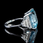 Platinum 16Ct Large Aquamarine Diamond Ring