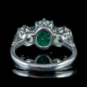 Emerald Diamond Trilogy Ring Platinum 18Ct Gold 1.80Ct Emerald