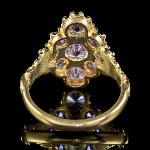 Purple Tourmaline Cluster Ring Silver 18ct Gold Gilt