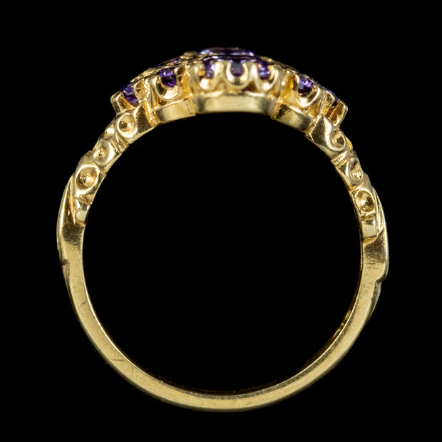 Purple Tourmaline Cluster Ring Silver 18ct Gold Gilt