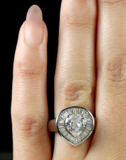 Paste Stone Baguette Cut Ring Silver Ring