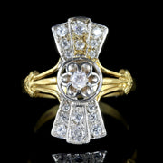 Art Deco Style Paste Stone Ring Flower 18Ct Gold On Silver