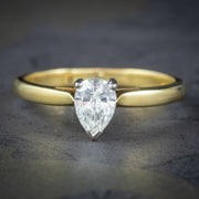 Pear Cut Diamond Solitaire Engagement Ring 18ct Gold 0.68ct Diamond Dated 2000