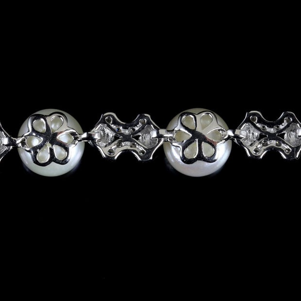 Victorian Style Pearl Paste Stone Bracelet Silver Bracelet