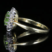 Vintage Peridot Diamond Cluster Engagement Ring Dated London 1975