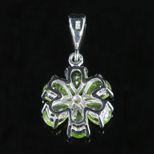 Peridot Diamond Flower Cluster Pendant