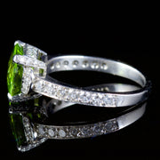 Peridot Diamond Ring Platinum 2.80Ct Peridot Ring