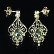 Victorian Style Peridot Earrings 9ct Gold