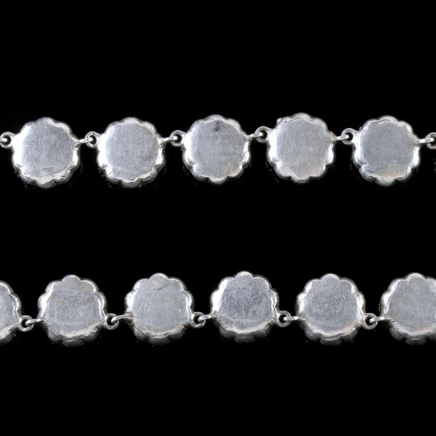 Edwardian Style CZ Riviere Necklace Sterling Silver