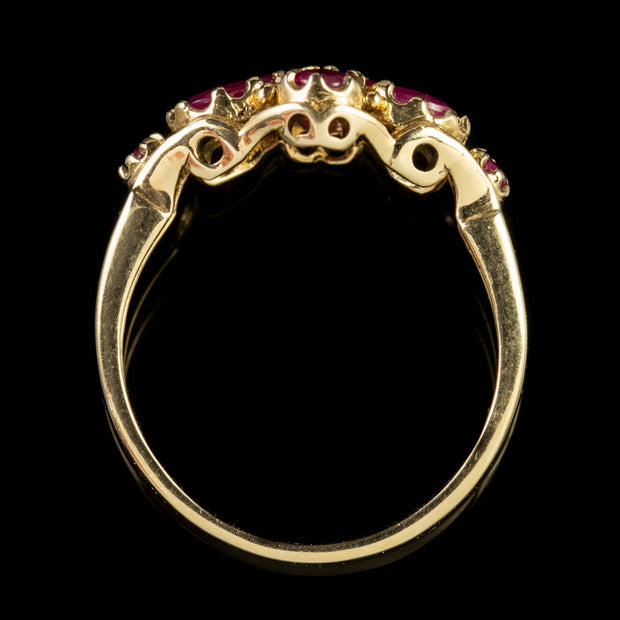Pink Ruby Cluster Ring 9Ct Gold 1.50Ct Of Ruby