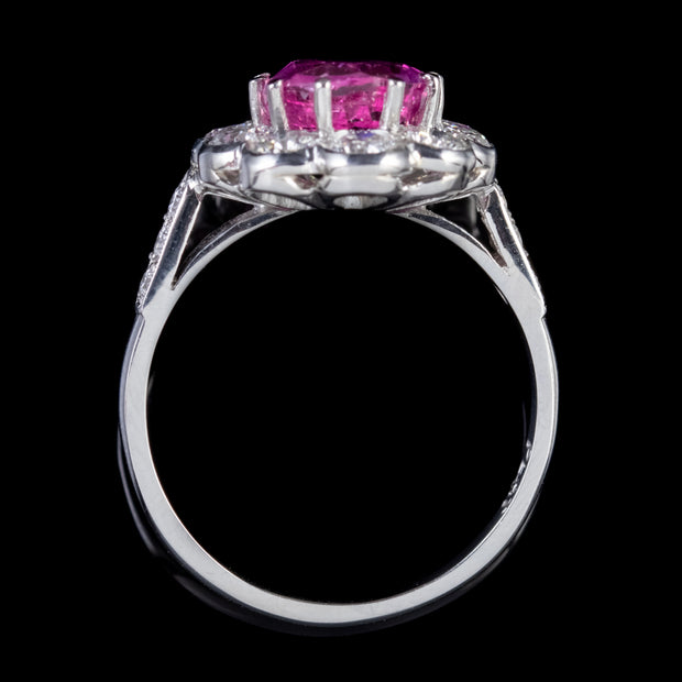 Pink Sapphire Diamond Ring Platinum 3.50Ct Sapphire 1.70Ct Diamond