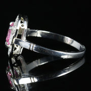Pink Sapphire Diamond Ring 18Ct White Gold Princess Cut Sapphire