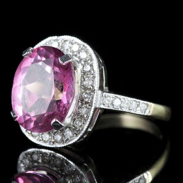 Pink Topaz Diamond Gold Ring 6Ct Pink Topaz