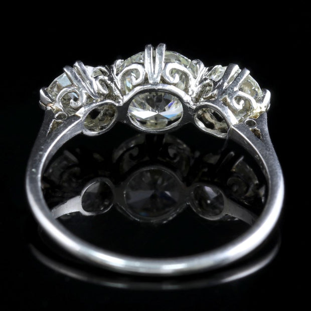 Platinum Edwardian Diamond Trilogy Ring 2.76Ct Total