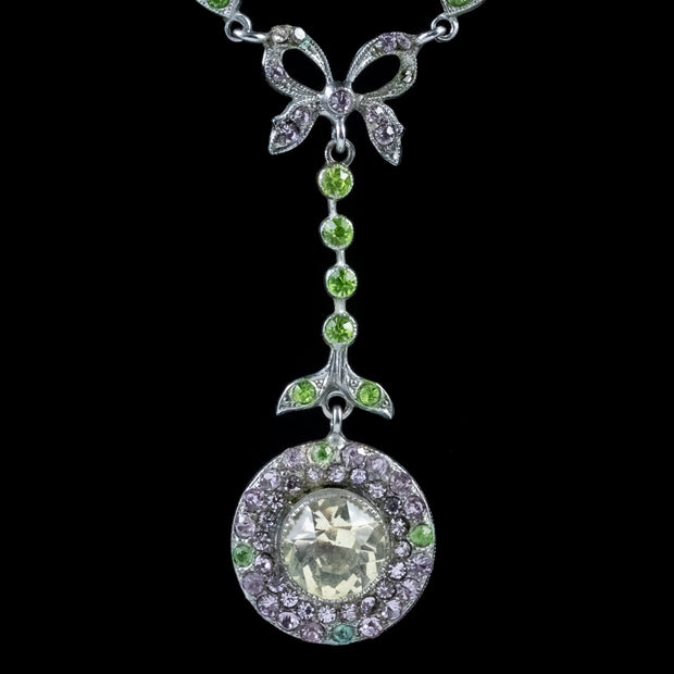Suffragette Purple Green White Paste Lavaliere Drop Necklace