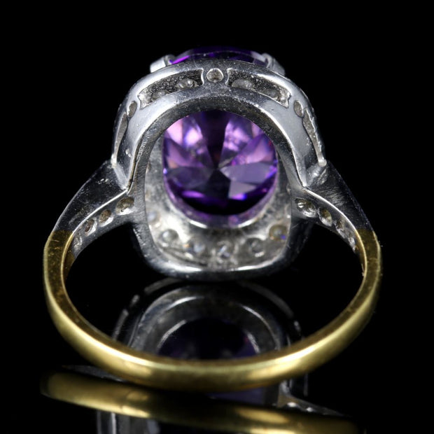 Purple White Paste Stone Ring 18Ct Gold On Silver Ring