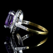 Purple White Paste Stone Ring 18Ct Gold On Silver Ring