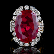 Red Paste Cz Statement Ring Silver 18Ct Gold Gilt