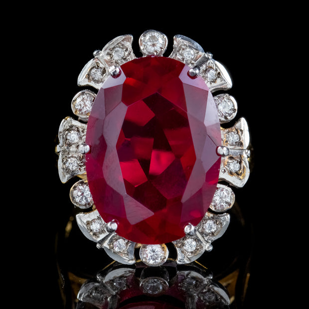 Red Paste Cz Statement Ring Silver 18Ct Gold Gilt