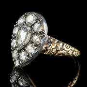 Georgian Style Rose Cut Diamond Cluster Ring 18ct Gold Silver 2.10ct Of Diamond