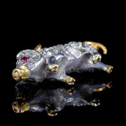 Victorian Style Rose Cut Diamond Pig Pendant Ruby Eyes 1.5ct Total