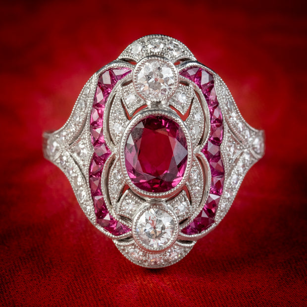 RUBY DIAMOND CLUSTER RING PLATINUM 2CT OF RUBY 1CT OF DIAMOND COVER