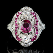 RUBY DIAMOND CLUSTER RING PLATINUM 2CT OF RUBY 1CT OF DIAMOND FRONT