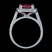 Ruby Diamond Cluster Ring Platinum 3.80Ct Ruby