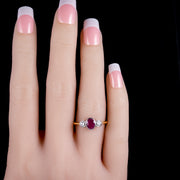 Edwardian Style Ruby Diamond Trilogy Ring 18Ct Gold