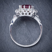 Ruby Diamond Cluster Ring 18Ct White Gold 2.60Ct Ruby
