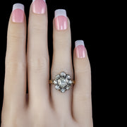 Rose Cut Diamond Cluster Ring 18ct Gold Silver 2.60ct Of Diamond