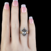 Rose Cut Diamond Fleur De Lis Ring 18ct Gold Silver 