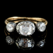 Rose Cut Diamond Trilogy Ring Silver 18ct Gold 1ct Of Diamond