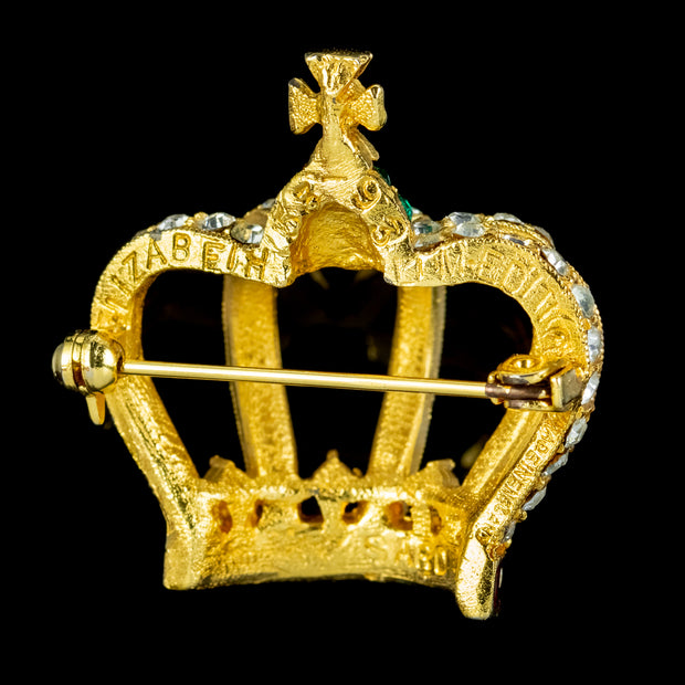 Royal Crown Brooch 40th Coronation Anniversary Sardi Dated 1993 back