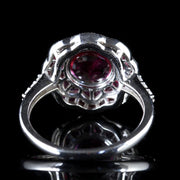 Ruby Cluster Diamond Ring 18Ct White Gold Ring