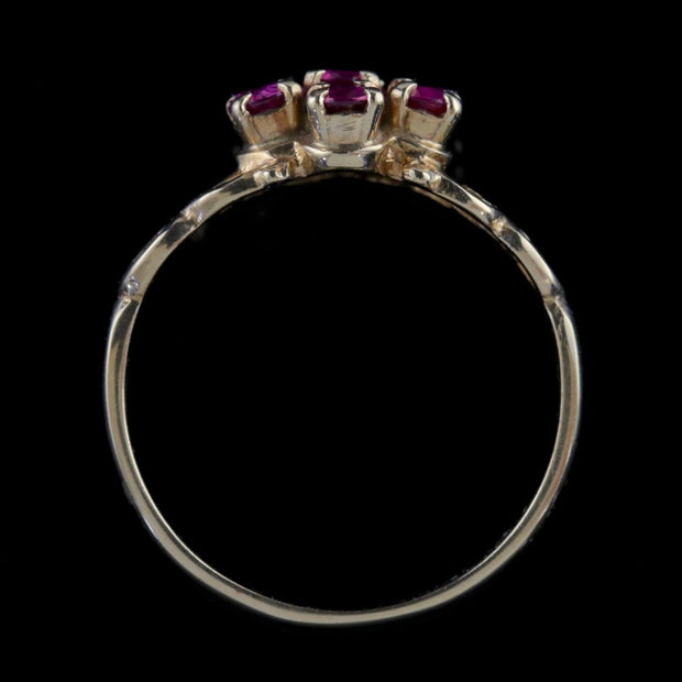 Ruby Cluster Ring 9Ct Yellow Gold