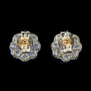 Ruby Diamond Cluster Stud Earrings 18Ct Gold