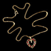 Ruby Diamond Heart Gold Pendant 9Ct Gold Chain