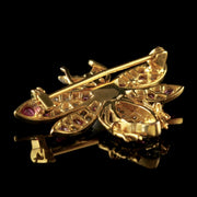 Ruby Diamond Pearl Insect Brooch 18Ct Gold Silver