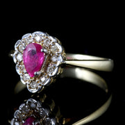 Ruby Diamond Ring 9Ct Gold Cluster Ring