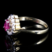 Ruby Diamond Ring 9Ct Gold Cluster Ring