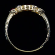 Ruby Diamond Trilogy Ring Rose Cut Diamonds 18Ct Gold