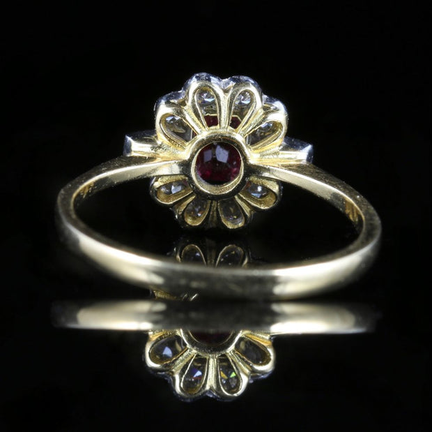 Art Deco Style Ruby And Diamond Engagement Ring 18Ct Gold 1Ct Rubies